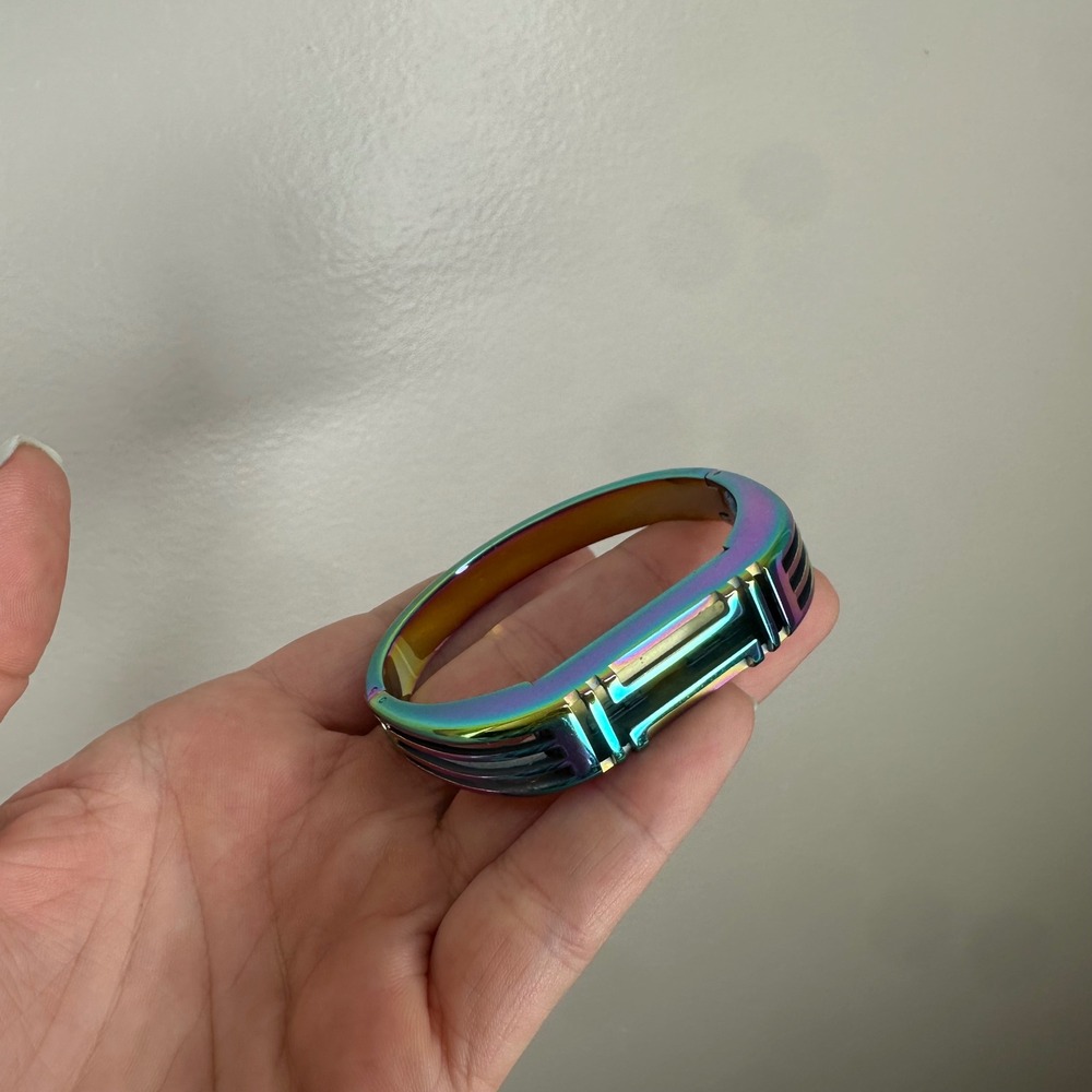 Tory Burch Fitbit Iridescent Bangle Bracelet Colorful Rainbow Stacking - Picture 2 of 6